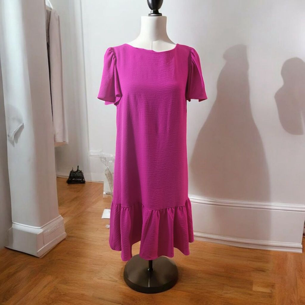 DKNY Fuchsia Ruffle Hem Dress Size 6
